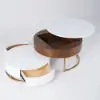 Round 2-Piece Nesting Set Lift-Top Coffee Table and Wooden Coffee Table with 2 Drawers