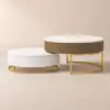 Round 2-Piece Nesting Set Lift-Top Coffee Table and Wooden Coffee Table with 2 Drawers