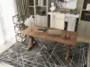 Farmhouse 180 cm Rectangular Light Walnut Solid Wood Desk