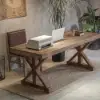 Farmhouse 150 cm Rectangular Light Walnut Solid Wood Desk
