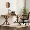 Farmhouse 150 cm Rectangular Light Walnut Solid Wood Desk