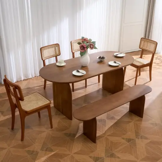 Tintica 180 cm Oval Walnut Wood Dining Table, Seats 6