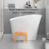 120 cm Freestanding Stone Resin White Soaking Bathtub with Ergonomic Built-in Seat