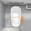 120 cm Freestanding Stone Resin White Soaking Bathtub with Ergonomic Built-in Seat