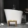 120 cm Freestanding Stone Resin White Soaking Bathtub with Ergonomic Built-in Seat