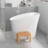 120 cm Freestanding Stone Resin White Soaking Bathtub with Ergonomic Built-in Seat