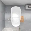 120 cm Freestanding Stone Resin White Soaking Bathtub with Ergonomic Built-in Seat