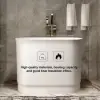 100 cm Deep Oval Freestanding Stone Resin Soaking Bathtub with Built-in Seat – Matte White Japanese