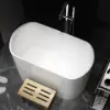 100 cm Deep Oval Freestanding Stone Resin Soaking Bathtub with Built-in Seat – Matte White Japanese