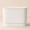 100 cm Deep Oval Freestanding Stone Resin Soaking Bathtub with Built-in Seat – Matte White Japanese