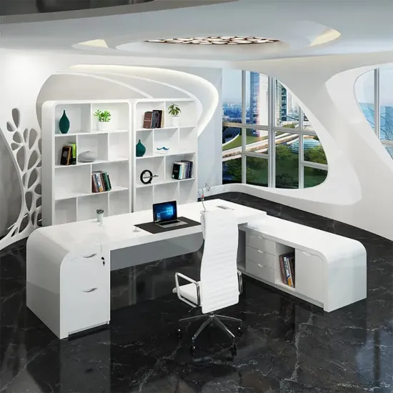 Chicent White L-shaped Modern Executive Desk with Ample Storage Right Hand (70.9'')