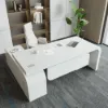 Chicent White L-shaped Modern Executive Desk with Ample Storage Right Hand (70.9'')