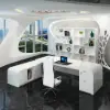 Chicent White L-shaped Modern Computer Desk with Cabinet Left Hand (1800mm)