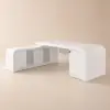Chicent White L-shaped Modern Computer Desk with Cabinet Left Hand (1800mm)