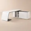 L-Shaped Right Hand Modern White Office Desk with Storage