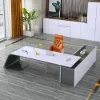 L-Shaped Left Hand Modern White Office Desk with Storage