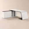L-Shaped Left Hand Modern White Office Desk with Storage