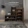 Fero Walnut Corner Shoe Storage Cabinet with 7 Shelves & 1 Drawer Entryway Shoe Storage