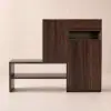 Fero Walnut Corner Shoe Storage Cabinet with 7 Shelves & 1 Drawer Entryway Shoe Storage
