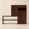 Fero Walnut Corner Shoe Storage Cabinet with 7 Shelves & 1 Drawer Entryway Shoe Storage