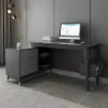 Ultic 120 cm L-Shaped Grey Rotating Desk with Storage