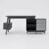 Ultic 120 cm L-Shaped Grey Rotating Desk with Storage