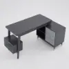 Ultic 120 cm L-Shaped Grey Rotating Desk with Storage
