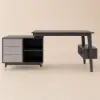 Ultic 120 cm L-Shaped Grey Rotating Desk with Storage