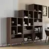 Ultic Modern Walnut Bookshelf Bookcase with Metal Frame and Drawer – 198cm