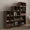 Ultic Modern Walnut Bookshelf Bookcase with Metal Frame and Drawer – 198cm