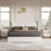 Queen Size Leather Wingback Bed