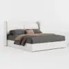 Queen Size Leather Wingback Bed