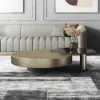 Modern 100 cm Round Gold & Black 2-Piece Nesting Coffee Table Set with Tempered Glass Top