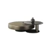 Modern 100 cm Round Gold & Black 2-Piece Nesting Coffee Table Set with Tempered Glass Top