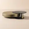 Modern 100 cm Round Gold & Black 2-Piece Nesting Coffee Table Set with Tempered Glass Top