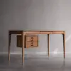 Mid-Century Modern 140 cm Rectangular Walnut Ash Wood Desk with 3 Drawers