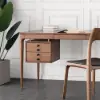 Mid-Century Modern 140 cm Rectangular Walnut Ash Wood Desk with 3 Drawers