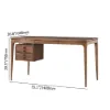 Mid-Century Modern 140 cm Rectangular Walnut Ash Wood Desk with 3 Drawers
