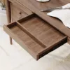 Mid-Century Modern 140 cm Rectangular Walnut Ash Wood Desk with 3 Drawers