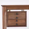 Mid-Century Modern 140 cm Rectangular Walnut Ash Wood Desk with 3 Drawers