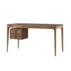 Mid-Century Modern 140 cm Rectangular Walnut Ash Wood Desk with 3 Drawers