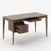 Mid-Century Modern 140 cm Rectangular Walnut Ash Wood Desk with 3 Drawers