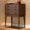 Picture of Tanic Mid Century Modern Chest Cabinet with Storage 3 Drawers of Ash Wood in Walnut