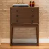 Picture of Tanic Mid Century Modern Chest Cabinet with Storage 3 Drawers of Ash Wood in Walnut