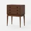 Picture of Tanic Mid Century Modern Chest Cabinet with Storage 3 Drawers of Ash Wood in Walnut