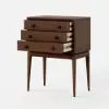 Picture of Tanic Mid Century Modern Chest Cabinet with Storage 3 Drawers of Ash Wood in Walnut