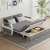 154 cm 2-Seater Cotton & Linen Convertible Sofa Sofa with Storage – Light Gray Sleeper