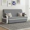 154 cm 2-Seater Cotton & Linen Convertible Sofa Sofa with Storage – Light Gray Sleeper