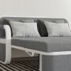 154 cm 2-Seater Cotton & Linen Convertible Sofa Sofa with Storage – Light Gray Sleeper