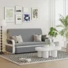 154 cm 2-Seater Cotton & Linen Convertible Sofa Sofa with Storage – Light Gray Sleeper